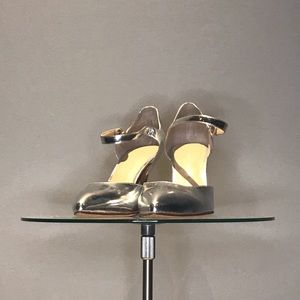 Ivanka Trump mary jane heels metallic silver